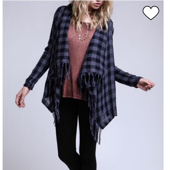 Plaid fringe cardigan - Picture 2 of 8